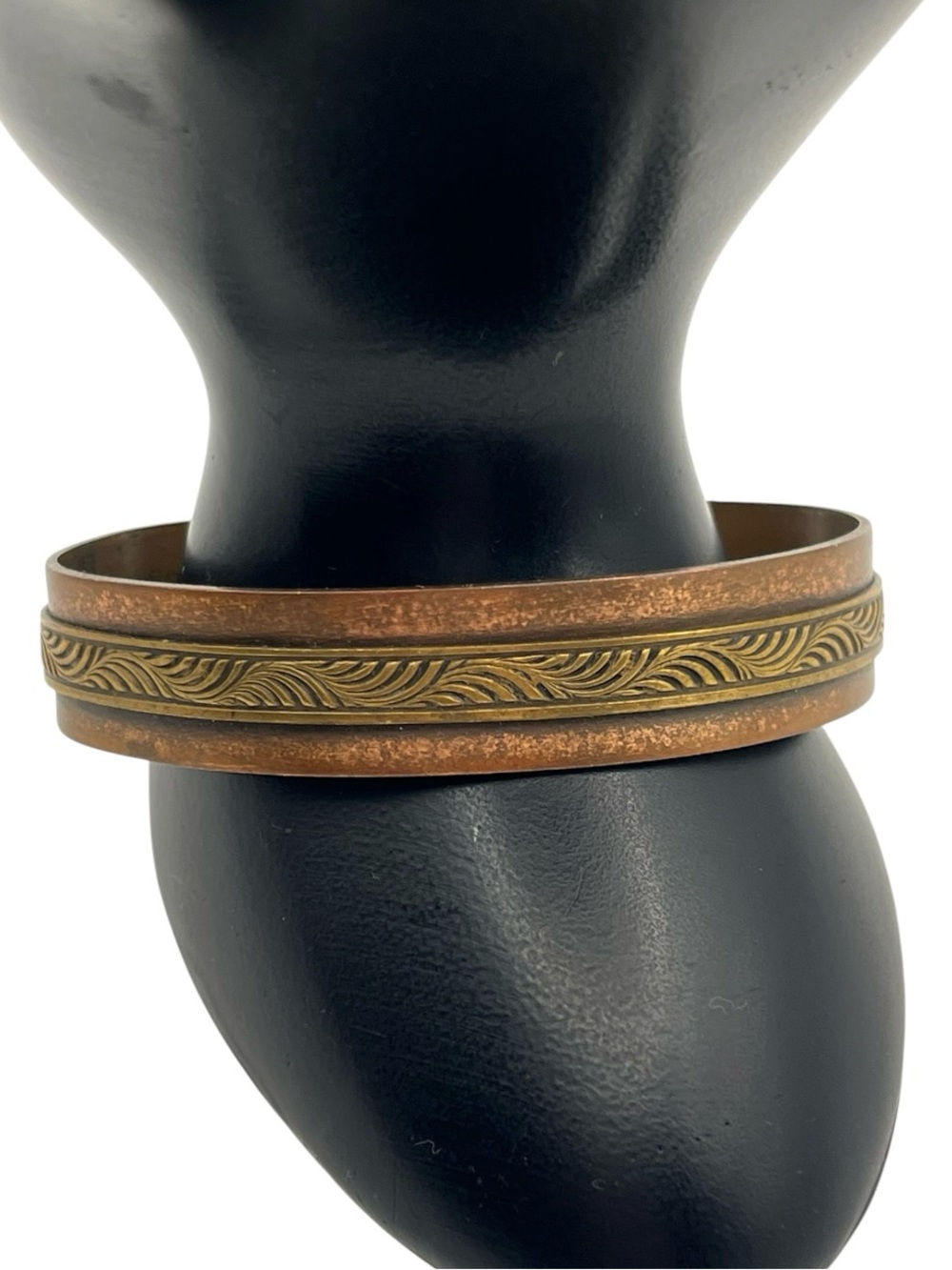 Copper & brass two tone etched design vintage cuff bracelet tribal handmade